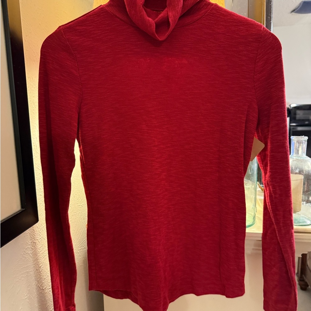 Vibrant Red Ribbed long sleeve Turtleneck